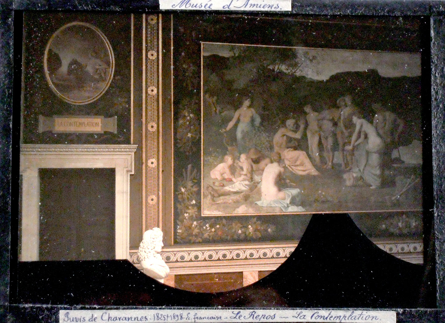 Autochrome Lumière 13X18.Musée d'Amiens: "Peintre:Puvis de Chavannes(1825-1898)". Ecole Française."Le Repos-La Comtemplation"