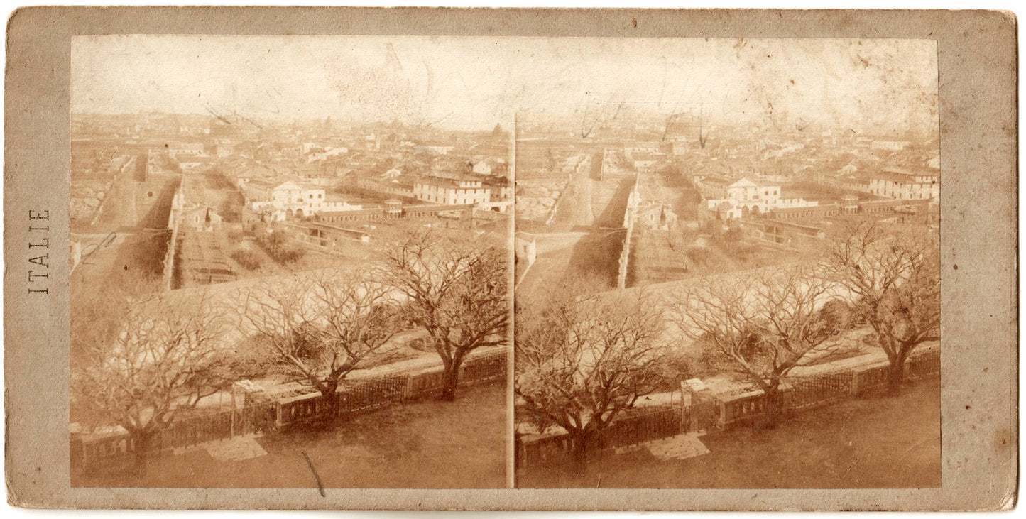 Italie.Italy.Italia.Panorama de Rome, pris du Belvédère.Photo Stereo.Stereoview.N°91. Photo Stéréo originale,Tirage Albuminé.Année 1865.