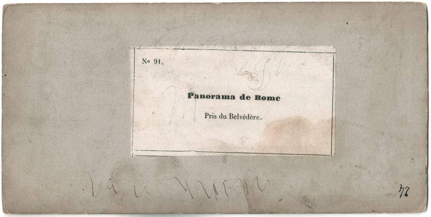 Italie.Italy.Italia.Panorama de Rome, pris du Belvédère.Photo Stereo.Stereoview.N°91. Photo Stéréo originale,Tirage Albuminé.Année 1865.
