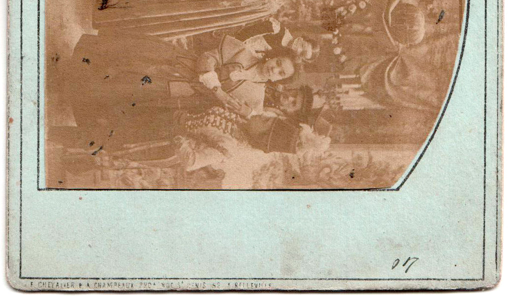 Félix Chevalier & Auguste Champeaux photographes rue st denis,n°52 à Belleville, Paris. Stereo Scène de genre."Au bal"1859.Photo stéréo. Série N°40.Animée de plusieurs personnages.