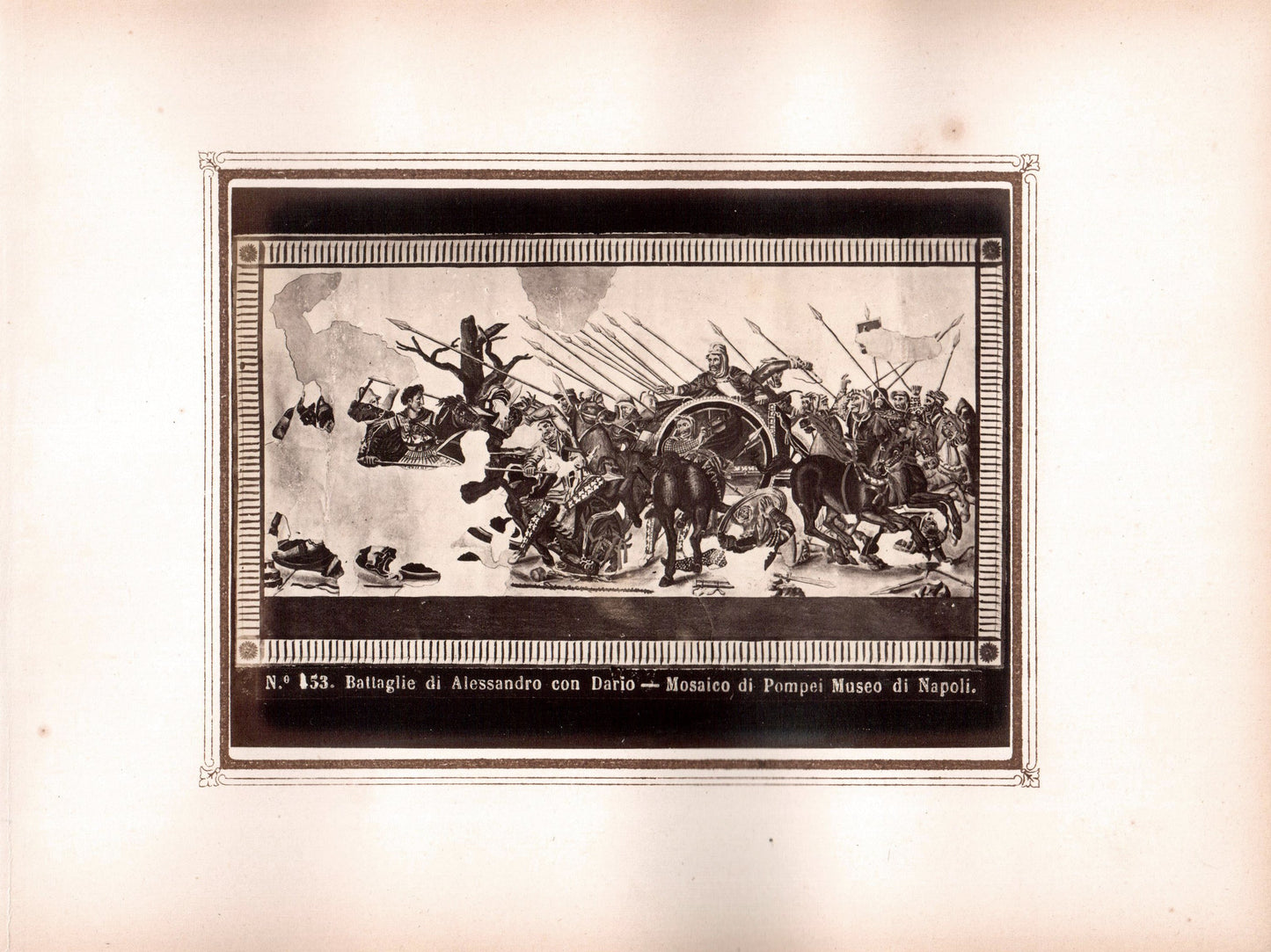 Pompei.Italie.Italia.Napoli."Battaglie di Alessandro con Dario-Mosaico di Pompei Museo di Napoli ".Pompei"N°153.Naples.Photo Originale Albuminée 1880. ARDECHE PHOTO ANTIQUE