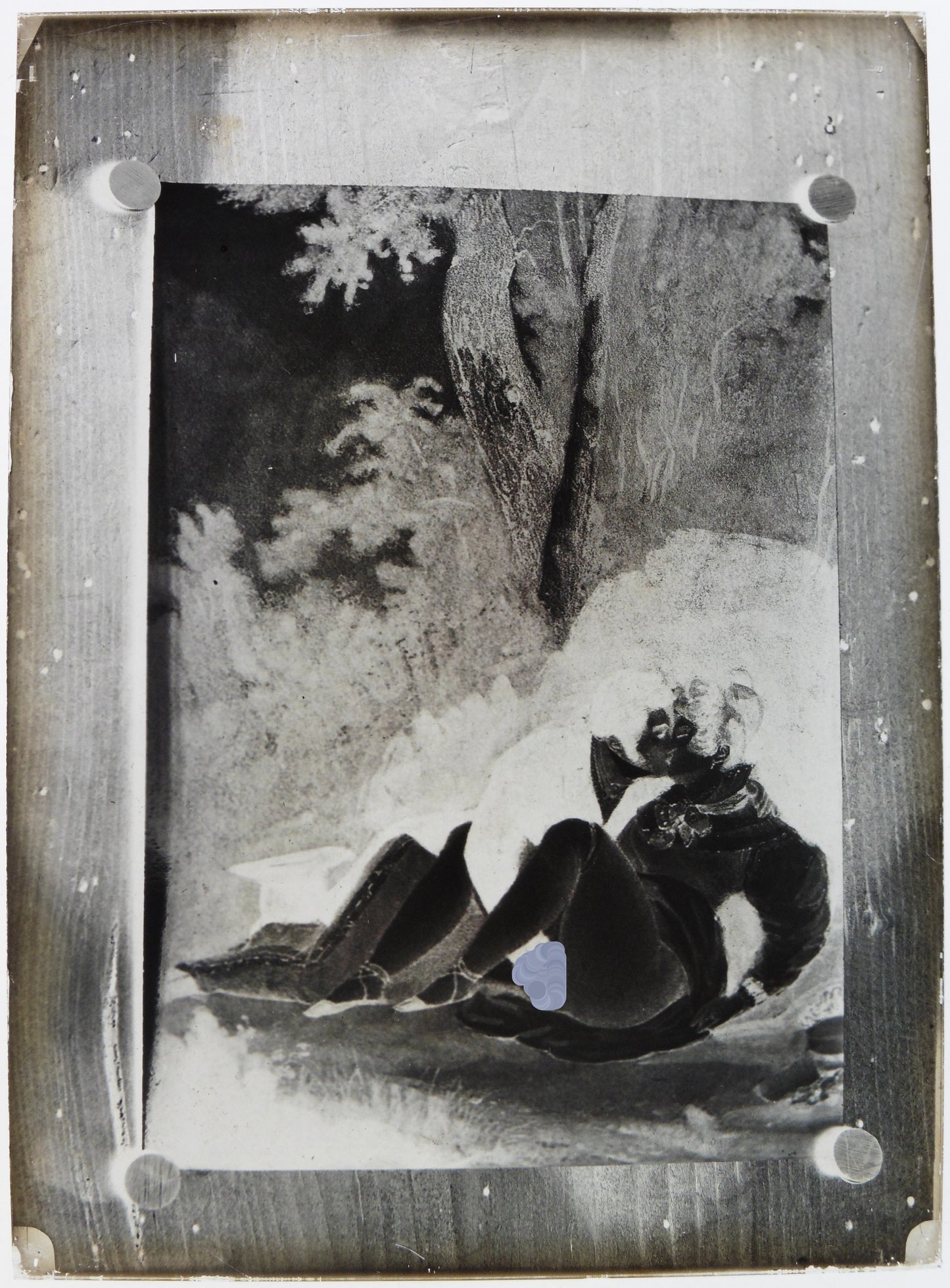 Nu, Nude, Curiosa, Erotisme, Reproduction d'une gravure d'un couple nu.Plaque de verre négative 13x18cm , Photo image négatif sur verre 1900'. réf:495