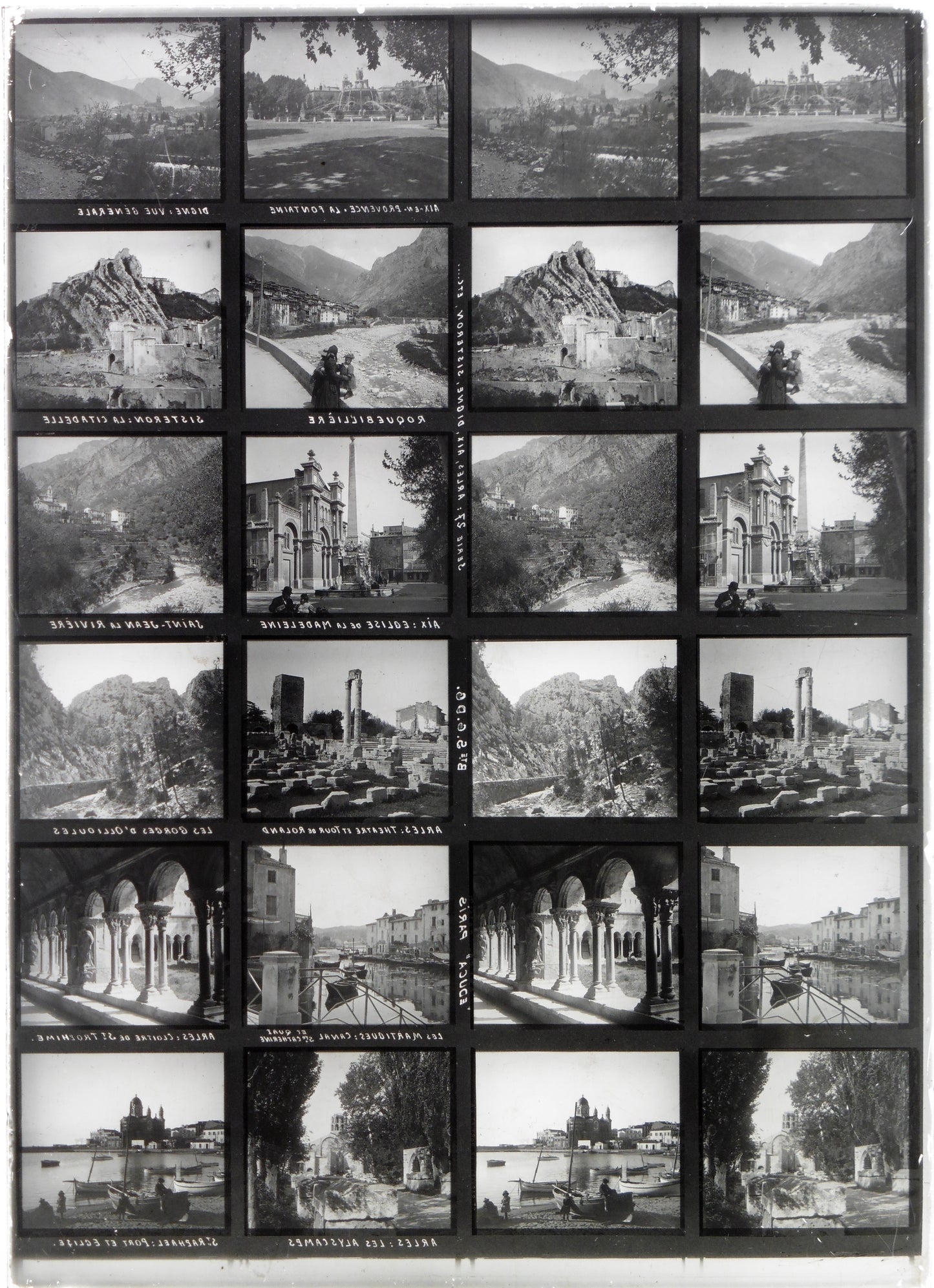 Plaque Verre Stéréo Educa -Arles, Aix en Provence, Digne, Sisteron- 12 Vues - Série 27 - 1900