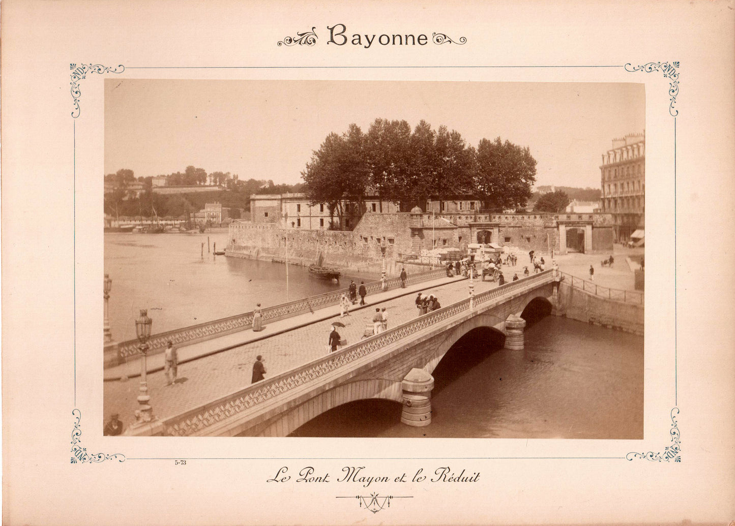 Bayonne.France.1880.Le Pont Mayou et le Réduit.Photo Albuminée 11,8x17,8cm sur support 17,5x24,4cm.ND.Neurdein.