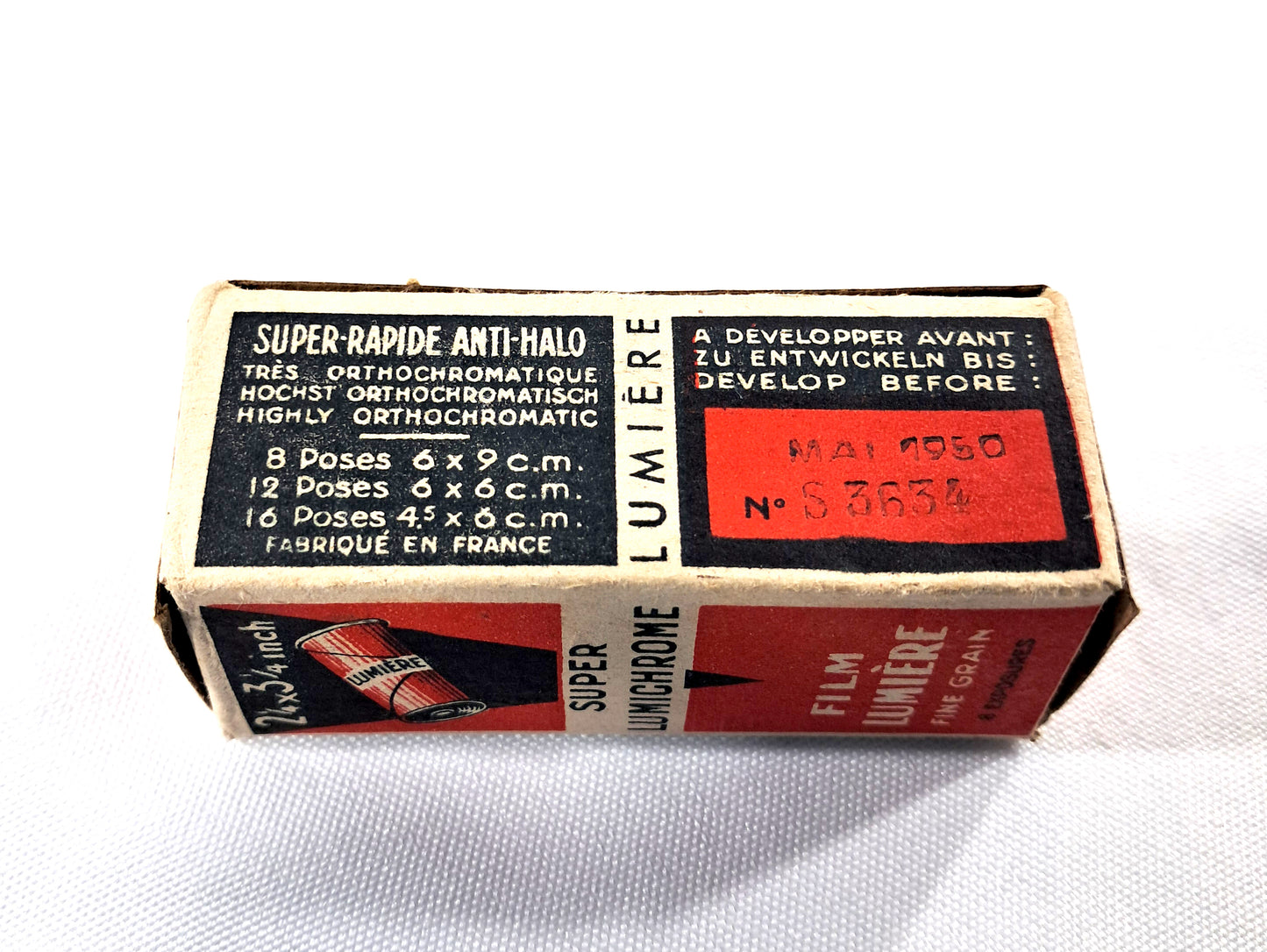 Film Pellicule lumière 49 super Lumichrome 6x9 mai 1950 Neuf ancien stock!