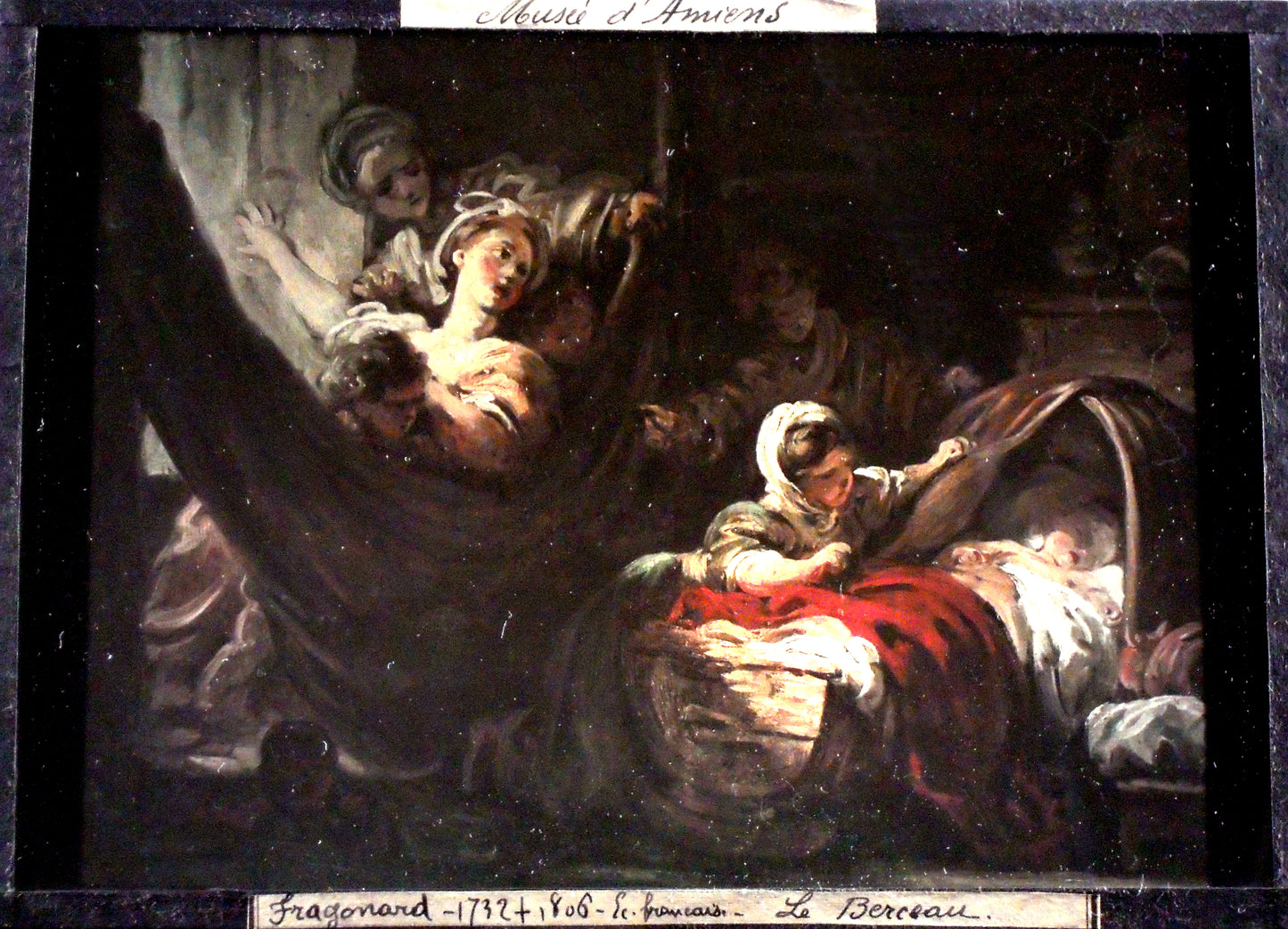 Autochrome Lumière 13X18.Musée d'Amiens: "Peintre:Fragonard(1732-1806)". Ecole Française."Tableau le berceau"(réf 255)