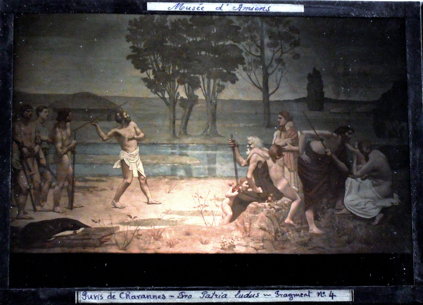 Autochrome Lumière 13X18.Musée d'Amiens: "Peintre:Puvis de Chavannes(1825-1898)". Ecole Française."Pro Patria Ludus-Fragment N°4"(réf 258)