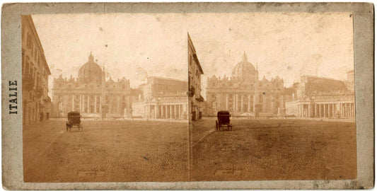 Italie.Italy.Italia.Basilique Saint-Pierre de Rome.Photo Stereo.Stereoview.N°119.  Photo Stéréo originale,Tirage Albuminé.Année 1865.