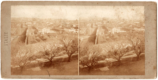 Italie.Italy.Italia.Panorama de Rome, pris du Belvédère.Photo Stereo.Stereoview.N°91.  Photo Stéréo originale,Tirage Albuminé.Année 1865.