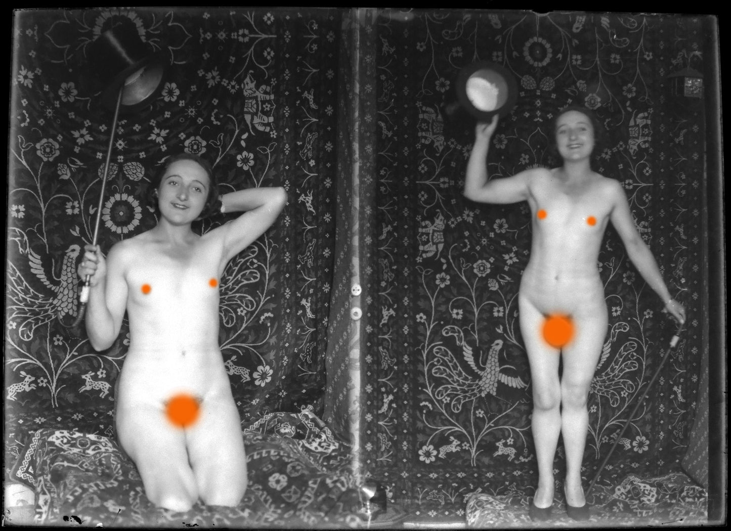 Nu, Nude, Curiosa, Erotisme,  jeune femme au chapeau. Deux images sur Plaque de verre négative 13x18cm , Photo image négatif sur verre 1900' ARDECHE PHOTO ANTIQUE