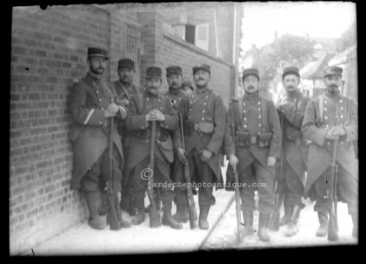 Guerre 1914-1918.Gloire au 1er Bataillon de Chasseur.Prise du 1er Drapeau au 132 éme Régiment d'Infanterie Prussienne 1914 St Blaise 1er Bton.Plaque de verre négative 13x18cm , Photo image négatif sur verre 1914 N°4.