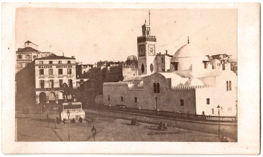 Cdv Algérie.Alger."Place du Gouvernement". Format photo carte de visite 6,2x10,6cm.1870.