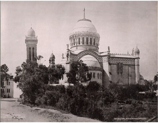 Leroux.Alger.Algérie.Alger Notre Dame d'Afrique.Photo mécanique de format 22x27,5cm.Photo LEROUX, 26 rue Bab-Azoum à Alger.1890.