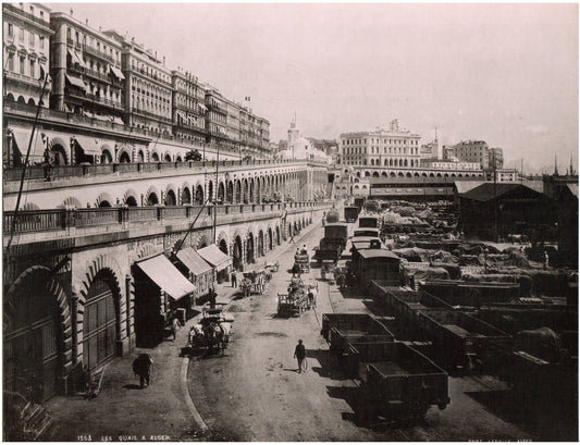 Leroux.Alger.Algérie.Les Quais à Alger.Vue générale.Photo mécanique de format 21,8x27,8cm.Photo LEROUX, 26 rue Bab-Azoum à Alger.1890.