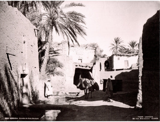 Leroux. Alger. Algérie. Biskra.Entrée de Sidi-Barkat. Photo 22 x 28cm. 1890. Photo LEROUX, 26 rue Bab-Azoum à Alger.