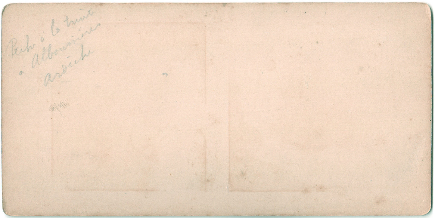 Alboussière.Ardèche.07.Pêche à la truite.Animée de personnages. Stereo Scène de vie. 1890 .Photo stéréo citrate.