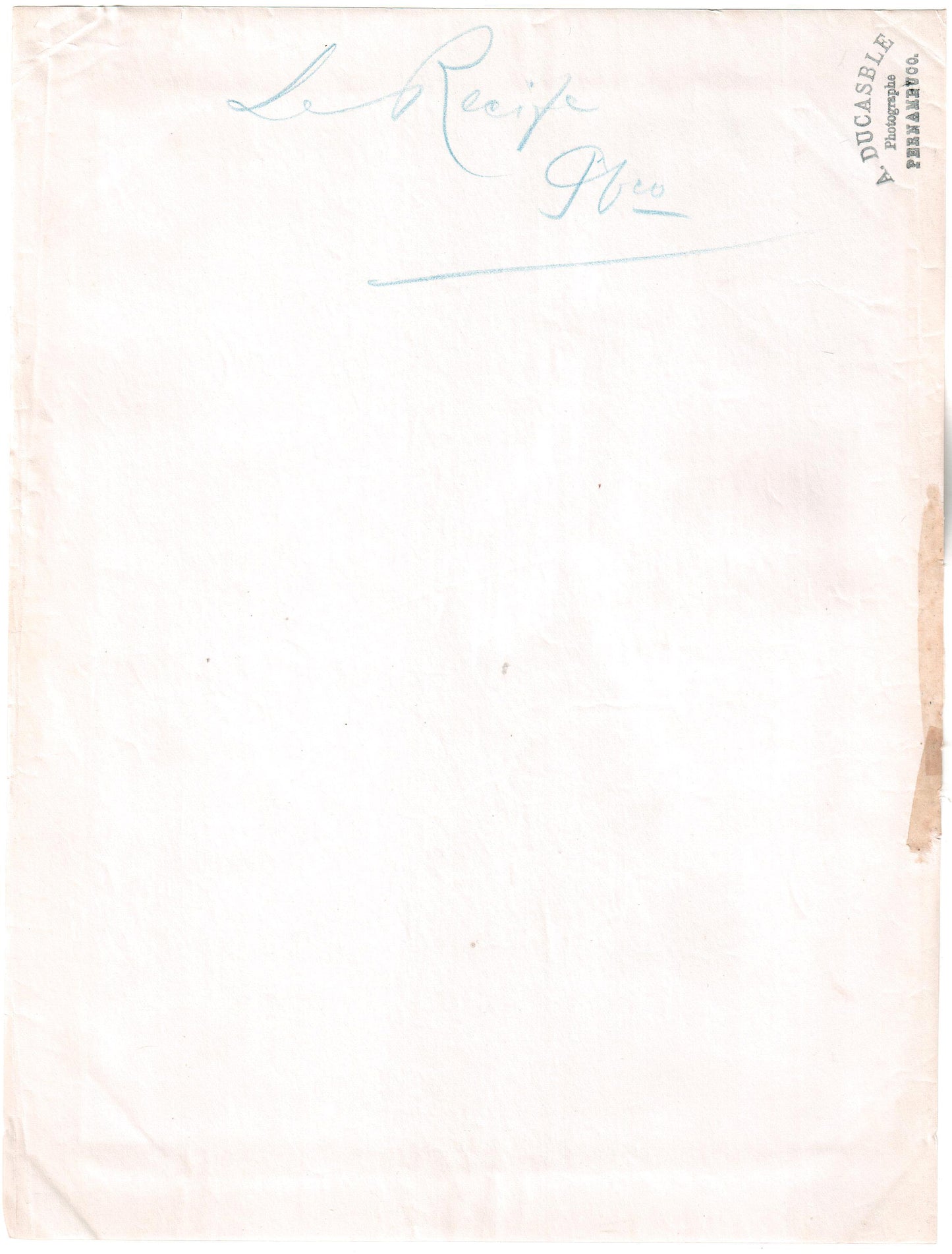 Brésil.Brasil.Pernambuco.Alfredo Ducasble 1880."Le Récife" Photo Albuminée originale.Format photo 18,7cm x 24,7cm.