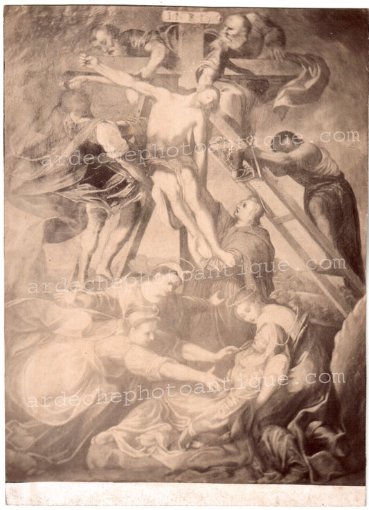 Jean-Baptiste Frénet (1814-1889).Photographie, 1855-1860, Reproduction du tableau ré inventé par Frénet de la descente de croix d'après une Oeuvre de Federico Barocci daté 1567-1569 et stocké dans la Cathédrale.Tirage sur papier Albuminé, format 13x18cm.