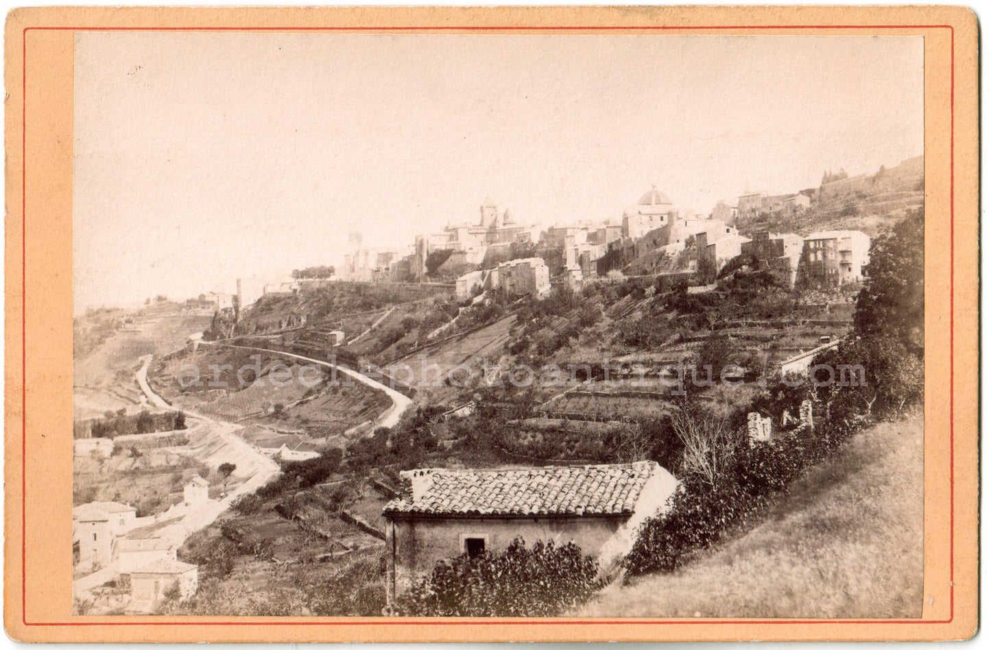 Aubenas.Ardèche.Vue Générale.Carte Cabinet.Photo Originale Albuminée 1880.Original Albumen Photo.Cabinet Card. (Copie)