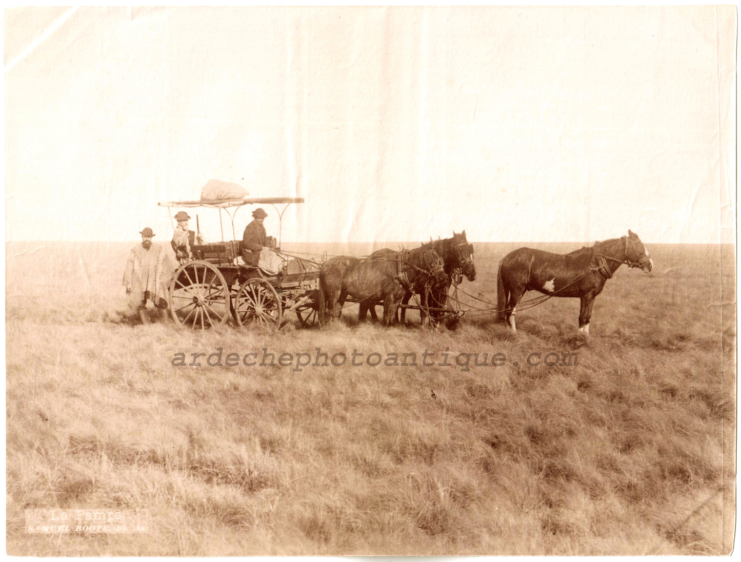 Argentine.Argentina 1880."A travers la Pampa" Photo Albuminée originale de Samuel Boote,Bs As.Format photo 15,8 x 20,9cm.