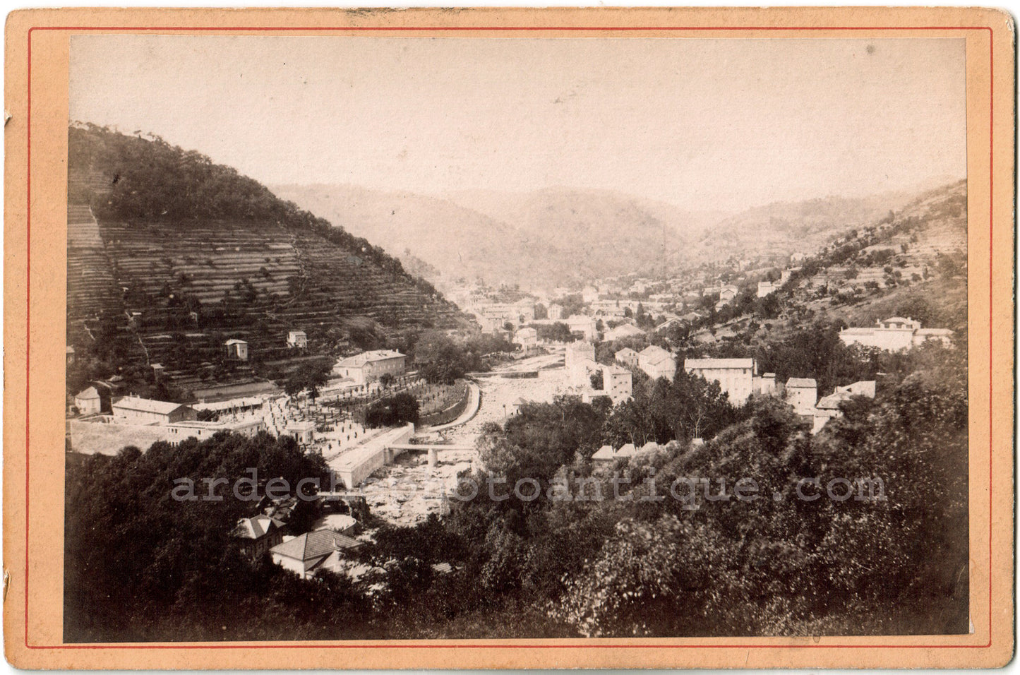 Vals-Les-Bains.Ardèche.Vue Générale.Carte Cabinet.Photo Originale Albuminée 1880.Original Albumen Photo.Cabinet Card.