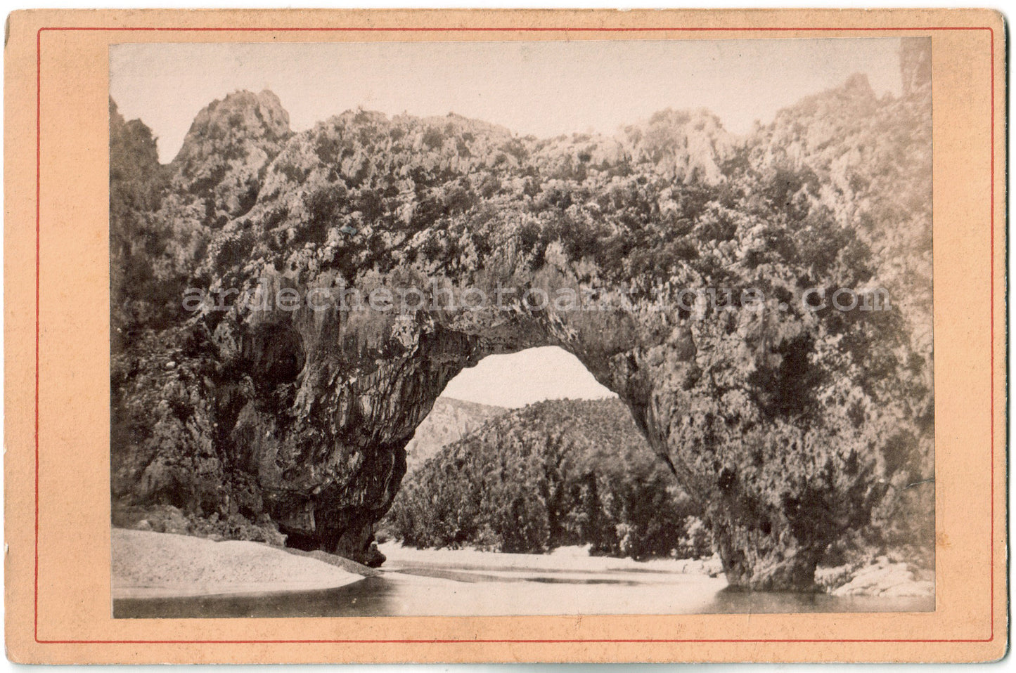 Le Pont d'Arc.Vallon Pont d'Arc.Ardèche.Carte Cabinet.Photo Originale Albuminée 1880.Original Albumen Photo.