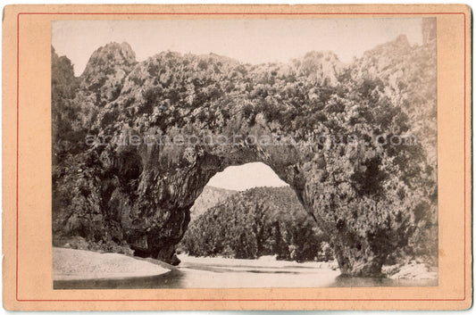 Le Pont d'Arc.Vallon Pont d'Arc.Ardèche.Carte Cabinet.Photo Originale Albuminée 1880.Original Albumen Photo.