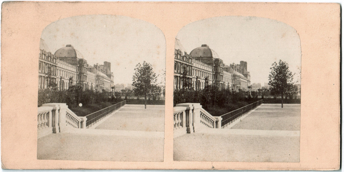 Paris.Palais et Jardin des Tuileries. Stereo vue. 1870 .Photo stéréo Albuminée.France.Stereoview