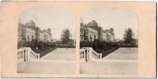 Paris.Palais et Jardin des Tuileries. Stereo vue. 1870 .Photo stéréo Albuminée.France.Stereoview