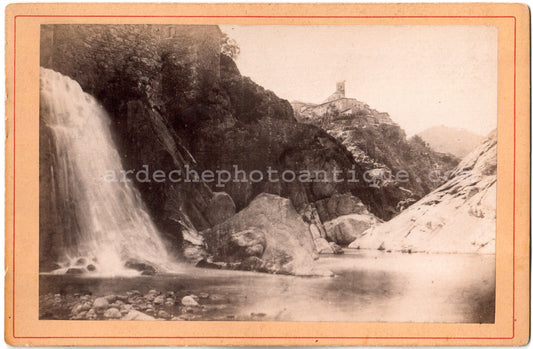 Antraigues Cascades de L'Azuel.Ardèche.Carte Cabinet.Photo Originale Albuminée 1880.Original Albumen Photo.