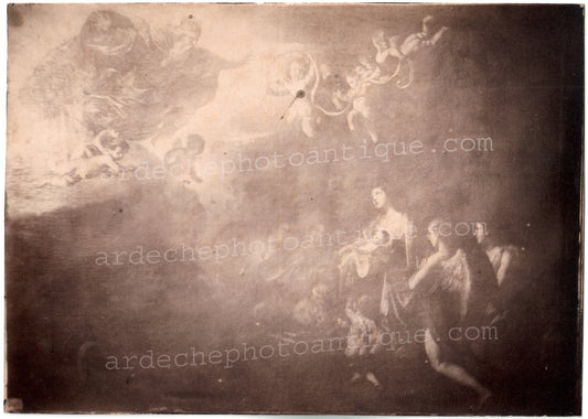 Jean-Baptiste Frénet (1814-1889)Photographie, 1855-1862, Reproduction d'oeuvre Picturale de jean-Baptiste Frénet,rappelle celle des ignudi de Michel-Angle sur la voûte de la chapelle Sixtime à Rome.Tirage sur papier Albuminé, format 12,3 x 17,2cm.