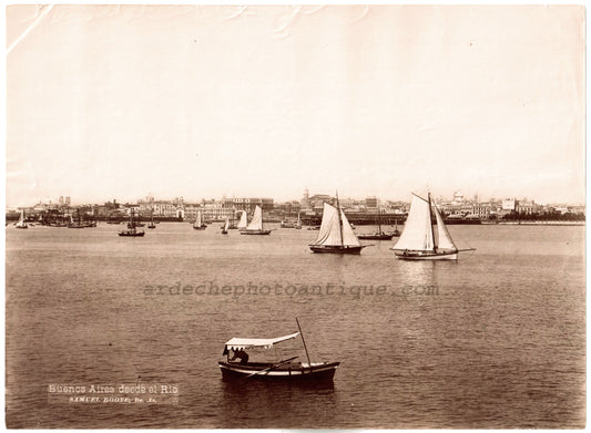 Buenos Aires desde el Rio.Argentine.Argentina 1880. Photo Albuminée originale de Samuel Boote,Bs As.Format 16,7x 22,8cm.