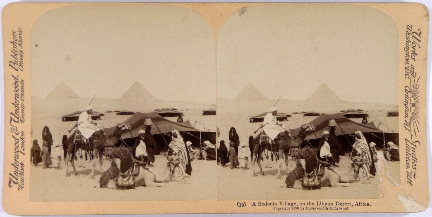 Afrique.Libye.Libyan Desert.Bedouin Village.Pyramides.Egypte.View.Photo Stereo.2