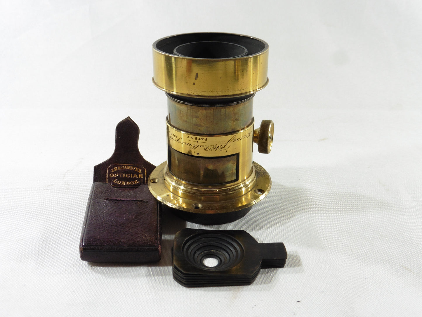 J.H. Dallmeyer.150mm F=5.Rare paire d'objectifs en laiton, pair of antique stereo camera lenses,brass photo lenses with original case and accessories.