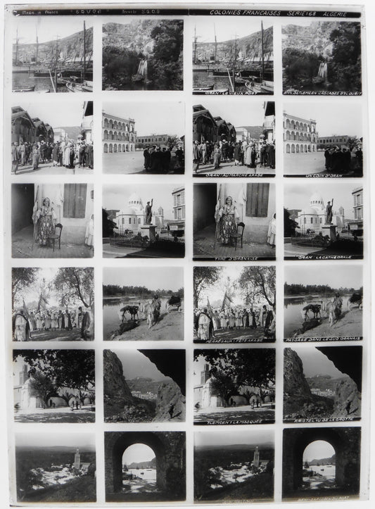 Educa.Colonnies Françaises. Série 68 "Algérie" Stereo 12 Vues sur plaque de verre positive 13x18 pour borne stéréoscopique Educa.