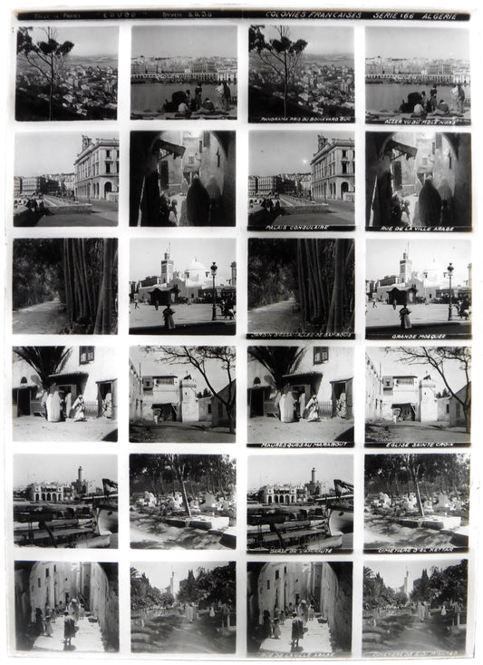 Educa.Colonnies Françaises. Série 66 "Algérie" Stereo 12 Vues sur plaque de verre positive 13x18 pour borne stéréoscopique Educa.