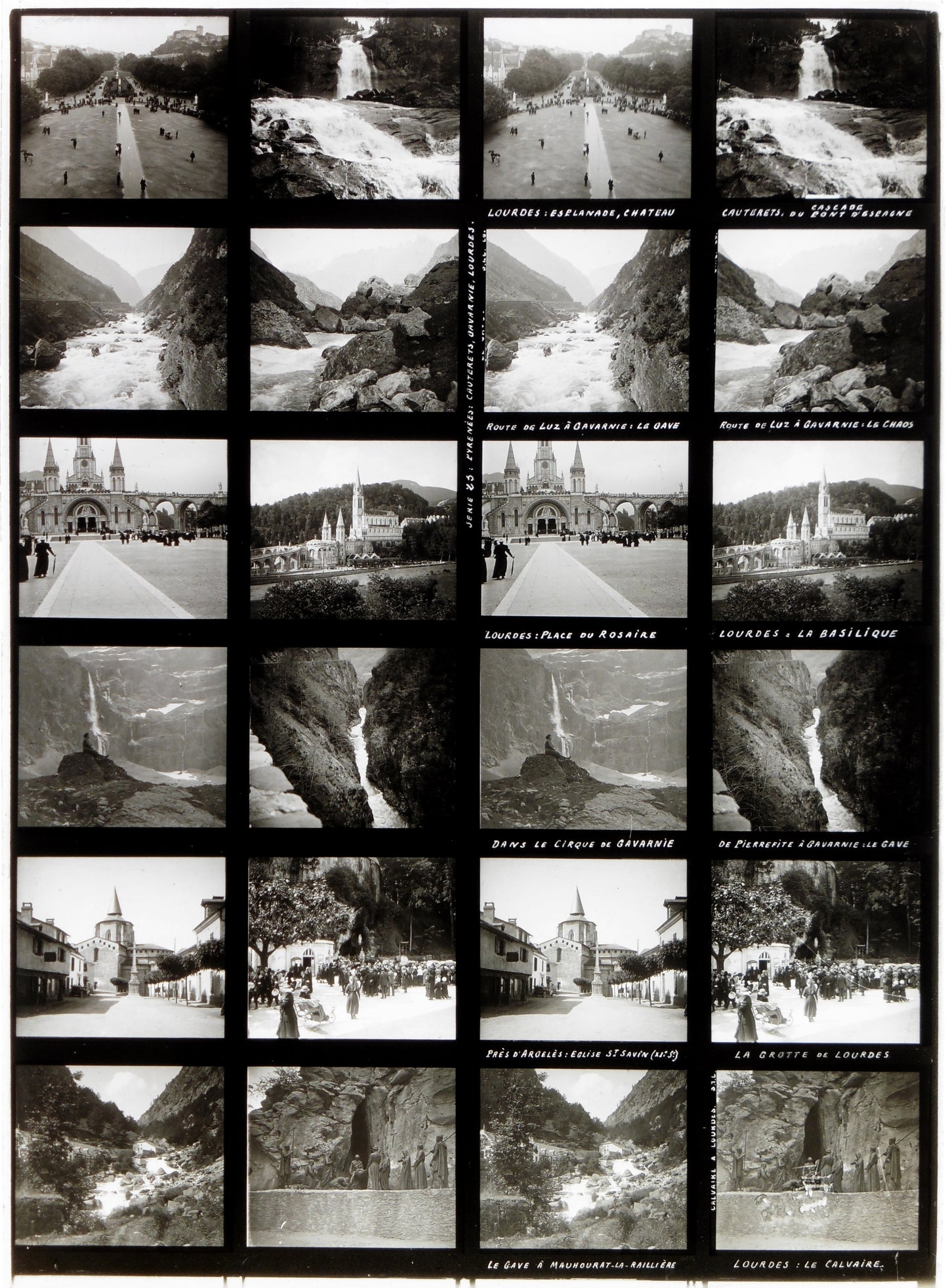 Plaque Verre Stéréo Educa -Pyrénées: Cauterets, Gavarnie, Lourdes- 12 Vues - Série 23 - 1900