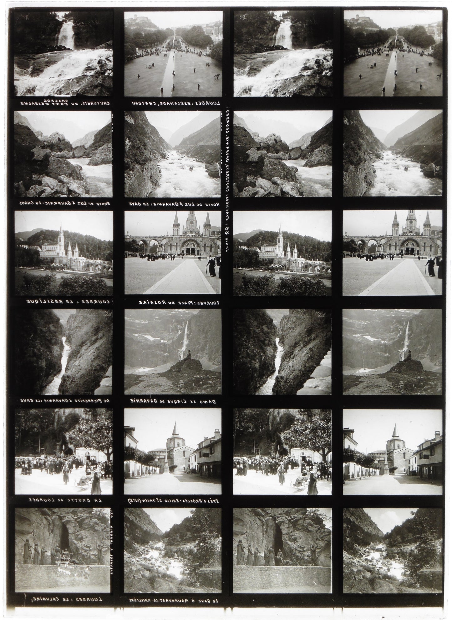 Plaque Verre Stéréo Educa -Pyrénées: Cauterets, Gavarnie, Lourdes- 12 Vues - Série 23 - 1900