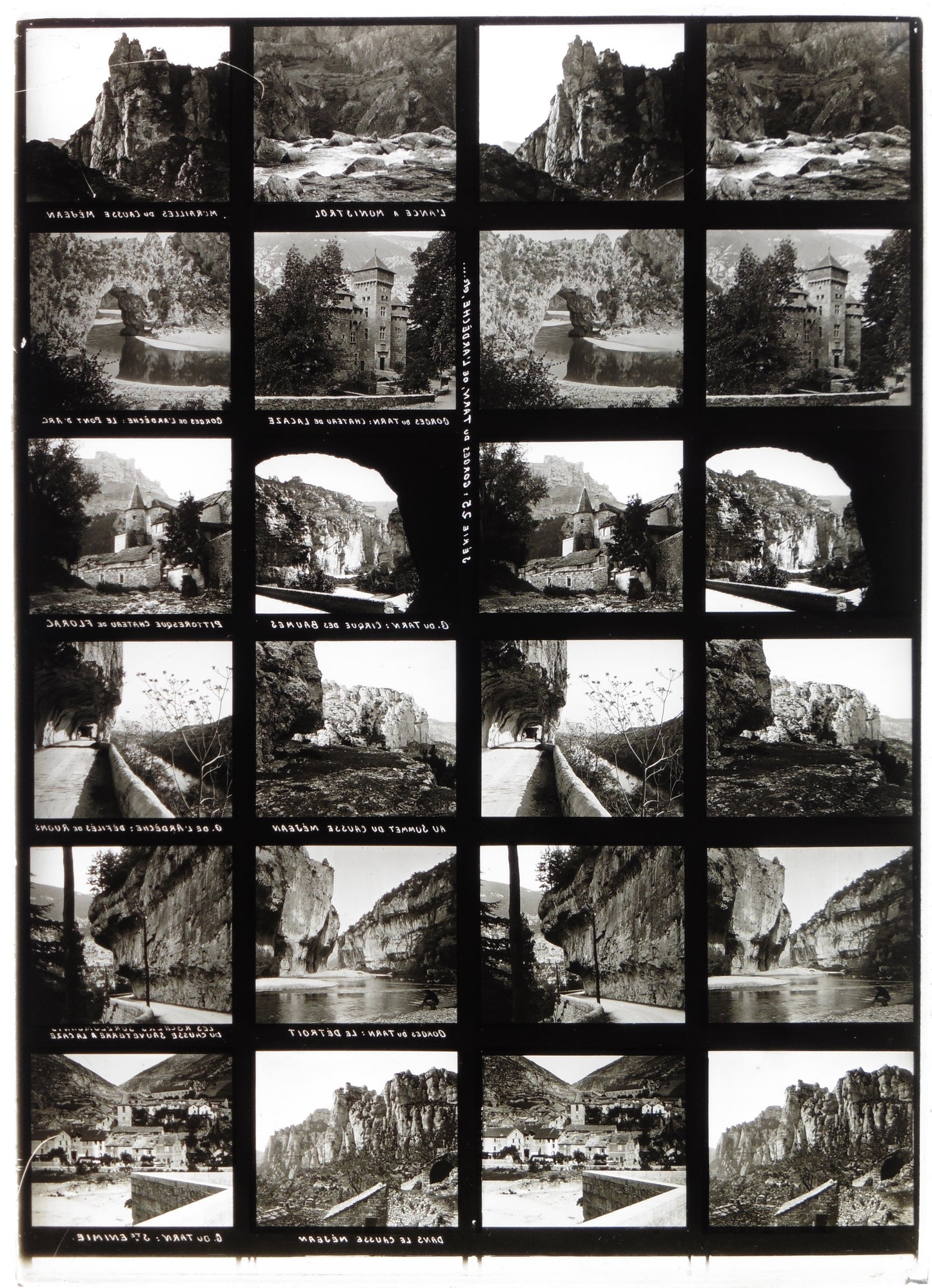 Plaque Verre Stéréo Educa -Gorges du Tarn et de l'Ardèche- 12 Vues - Série 25 - 1900