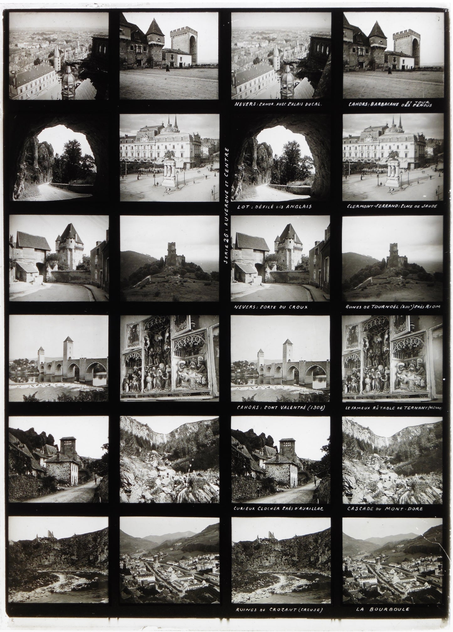 Plaque Verre Stéréo Educa -Auvergne et Centre- 12 Vues - Série 26 - 1900