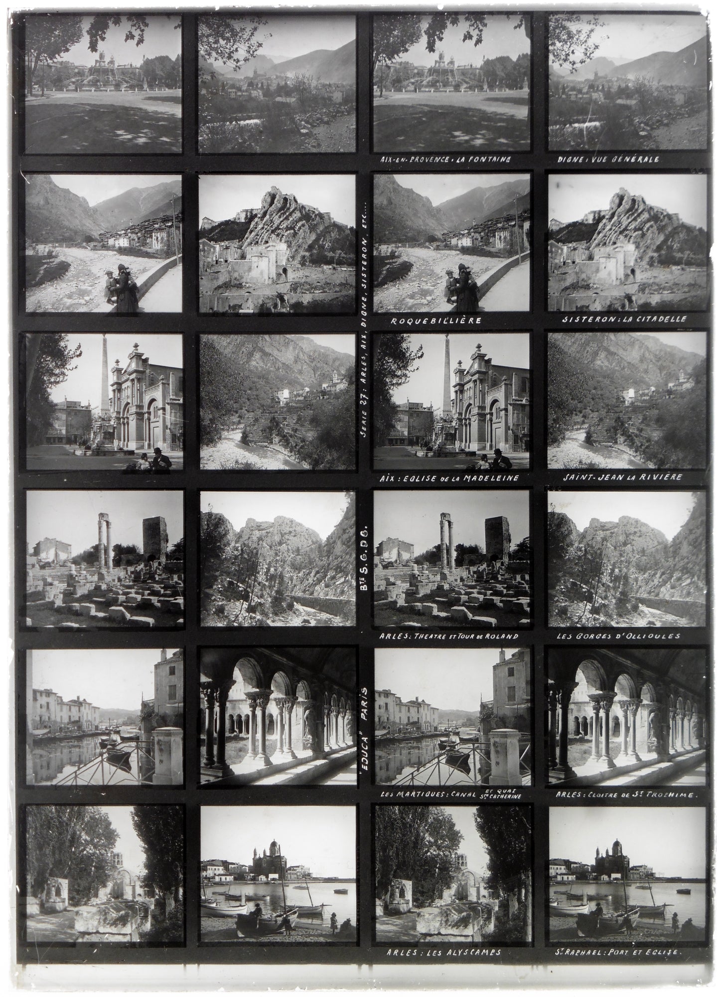 Plaque Verre Stéréo Educa -Arles, Aix en Provence, Digne, Sisteron- 12 Vues - Série 27 - 1900