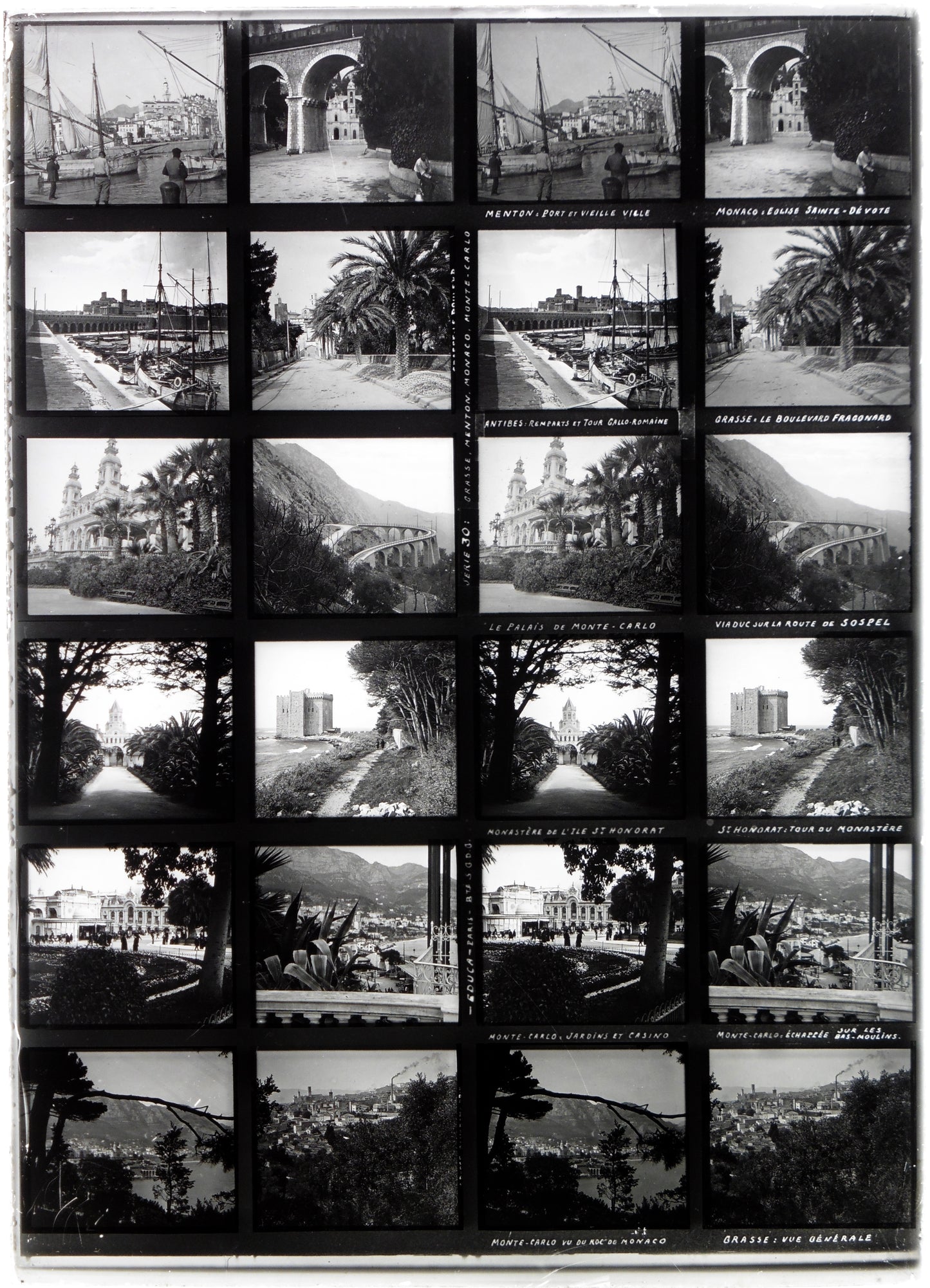 Educa - Plaque Verre Stéréo -Grasse, Menton, Monaco, Monte-Carlo- 12 Vues - Série 30 - 1900