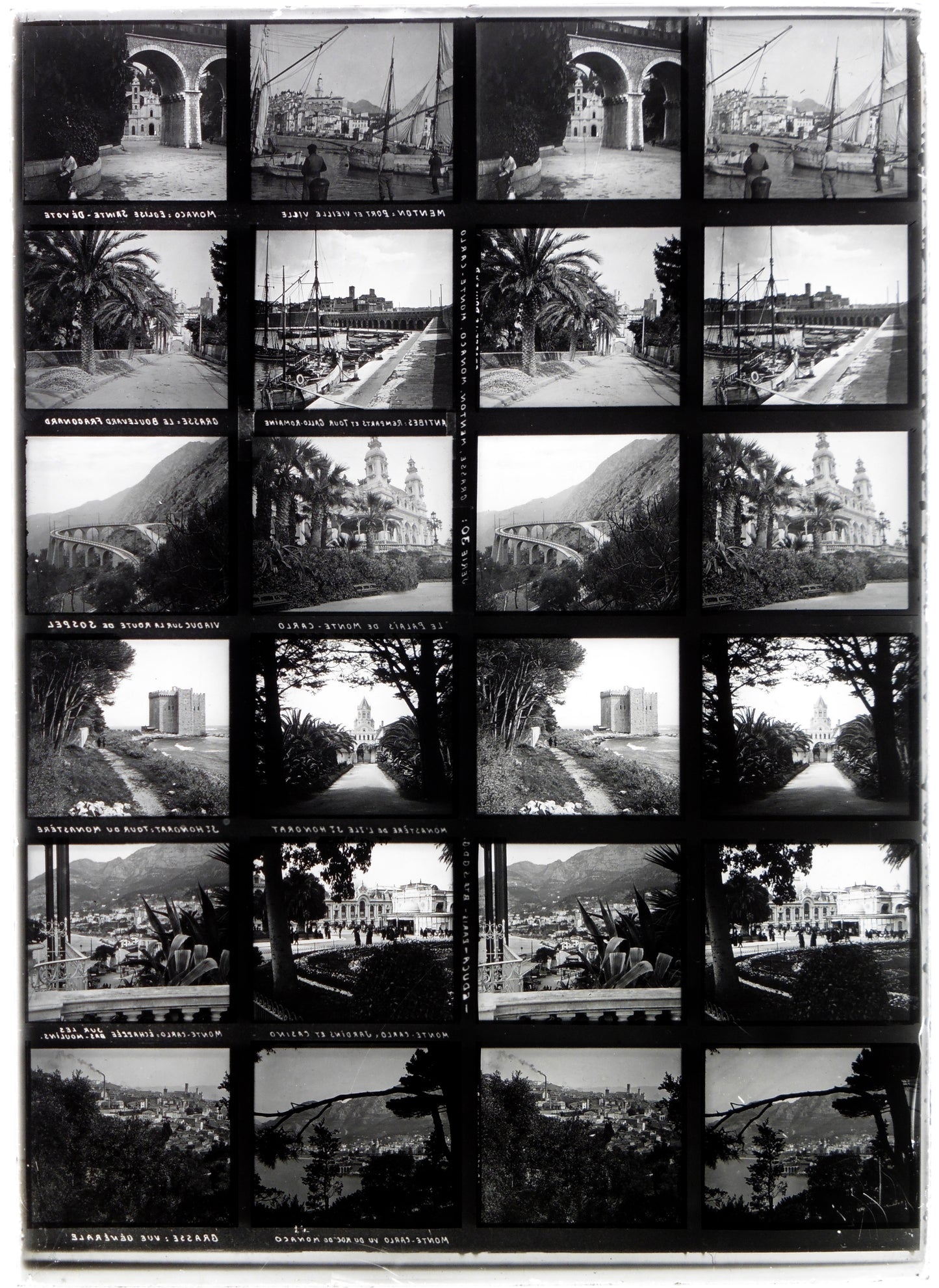 Educa - Plaque Verre Stéréo -Grasse, Menton, Monaco, Monte-Carlo- 12 Vues - Série 30 - 1900