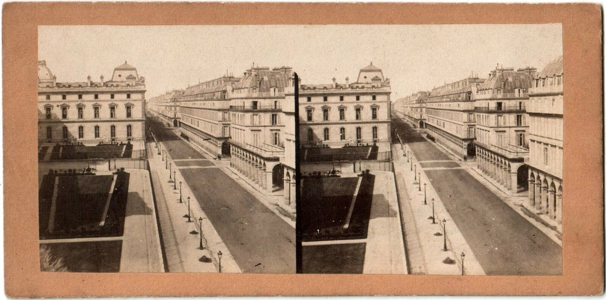 Paris.Rue de Rivoli.Caserne Gendarmes de la Garde.Photo Stereo.Albuminée.1865.